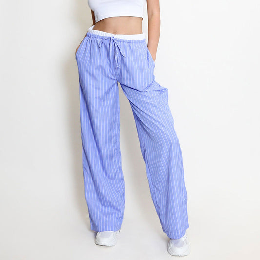 Pantalon large femme – Taille ajustable – Coupe fluide – Poches