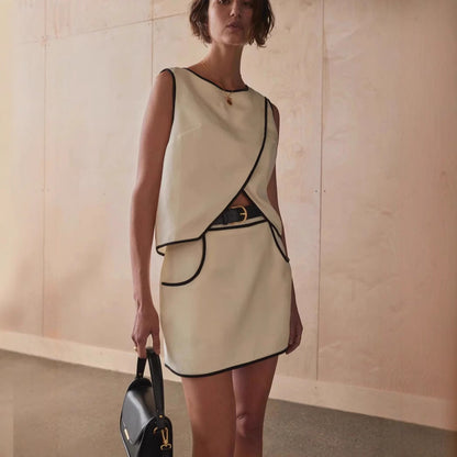 Ensemble Femme – Débardeur Sans Manches – Jupe Mini Taille Haute – Coupe Décontractée