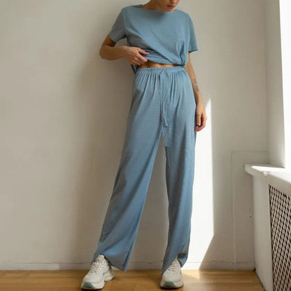 Ensemble de détente femme – Coupe large – Haut court manches courtes – Tissu respirant