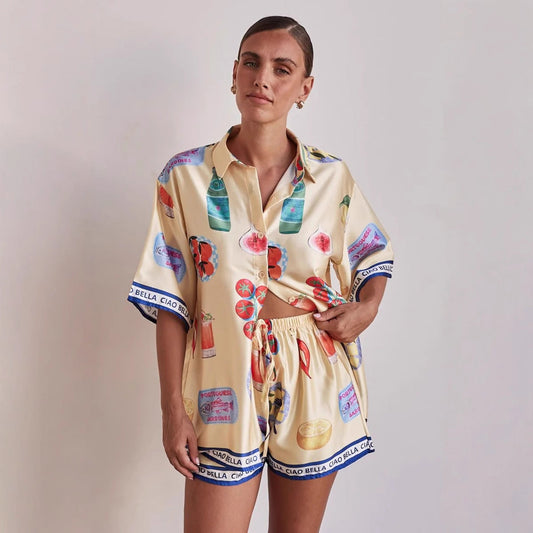 Ensemble détente femme – chemise manches courtes – short à cordon