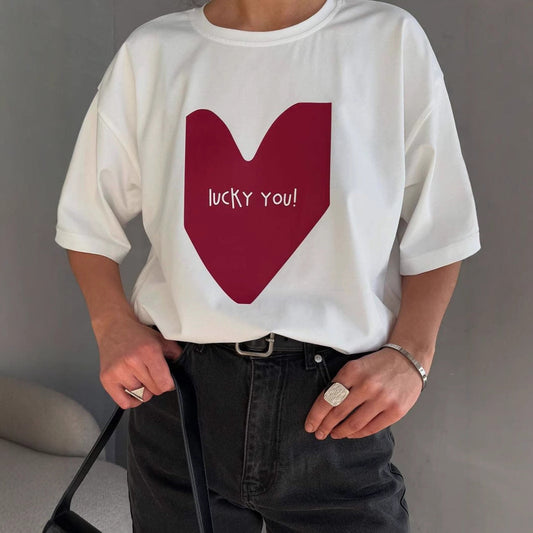 T-shirt femme – 100% coton – coupe oversize – imprimé graphique – col rond