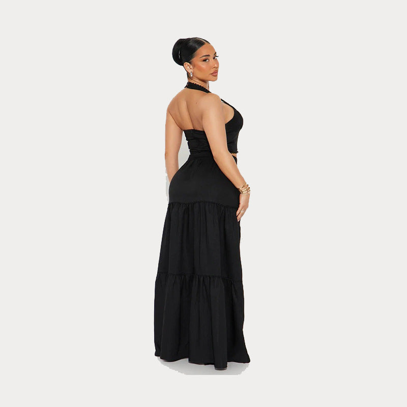 Jupe longue femme – Taille haute – Coupe fluide – Tissu léger – Volants superposés