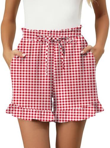 Short femme – Coupe décontractée – Taille élastique à lien – Ourlet à volants