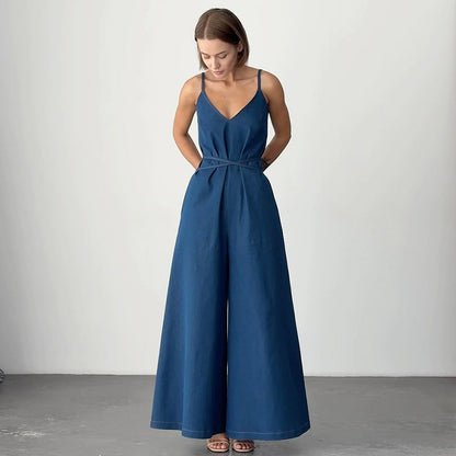 Combinaison Femme – Coupe Large – Tissu Respirant – Sans Manches – Taille Ceinturée