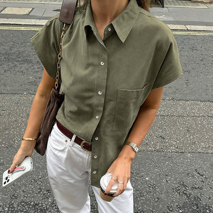 Chemise sans manches femme – Coton lin léger – Coupe décontractée – Poche poitrine