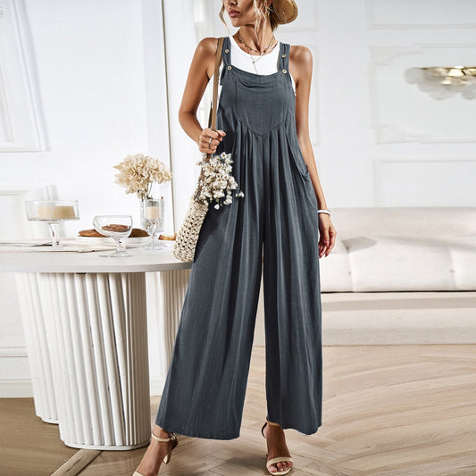 Salopette femme – Coupe ample – Jambes larges – Tissu respirant – Style décontracté