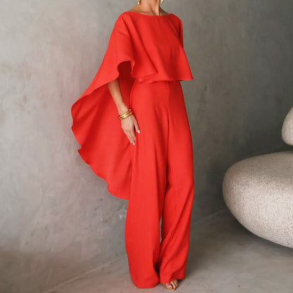 Ensemble Femme Deux Pièces – Haut Asymétrique Fluide – Pantalon Large Élégant