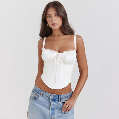 Débardeur Femme – Coupe Ajustée – Satin Doux – Fines Bretelles – Dentelle Élégante