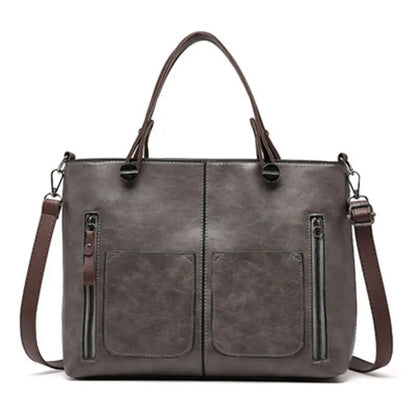 Sac Cabas Femme - Cuir Véritable - Multi-Poches - Bandoulière Ajustable Amovible
