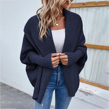 Femme Gilet Ouvert – Maille Épaisse – Coupe Ample – Manches Longues – Style Décontracté