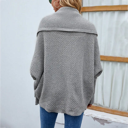 Femme Gilet Ouvert – Maille Épaisse – Coupe Ample – Manches Longues – Style Décontracté