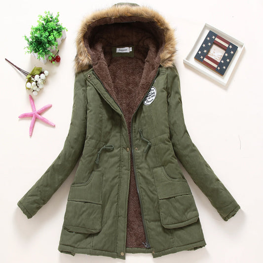 Veste Parka Femme - Capuche Doublée Fausse Fourrure - Taille Ajustable - Doublure Chaude