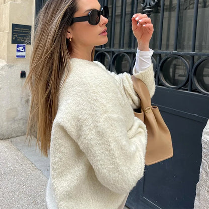 Cardigan Femme - Maille Texturée - Coupe Décontractée - Boutonnage Frontal Chic