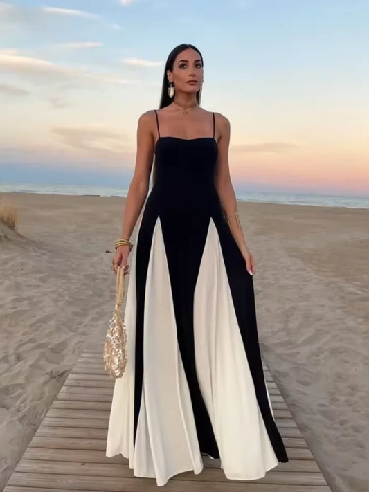 Robe de soirée femme – Longue fluide – Décolleté carré – Bretelles fines élégantes