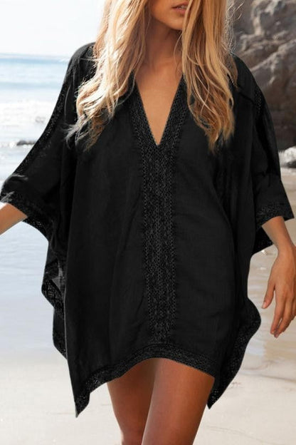 Tunique de plage pour femme - Coupe décontractée - Dentelle ajourée