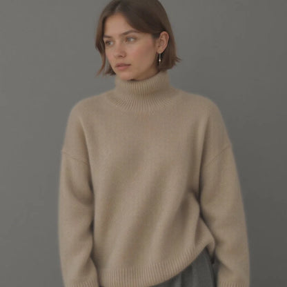 Pull Femme Col Roulé – Coupe Ample – Manches Longues – Maille Douce Confortable